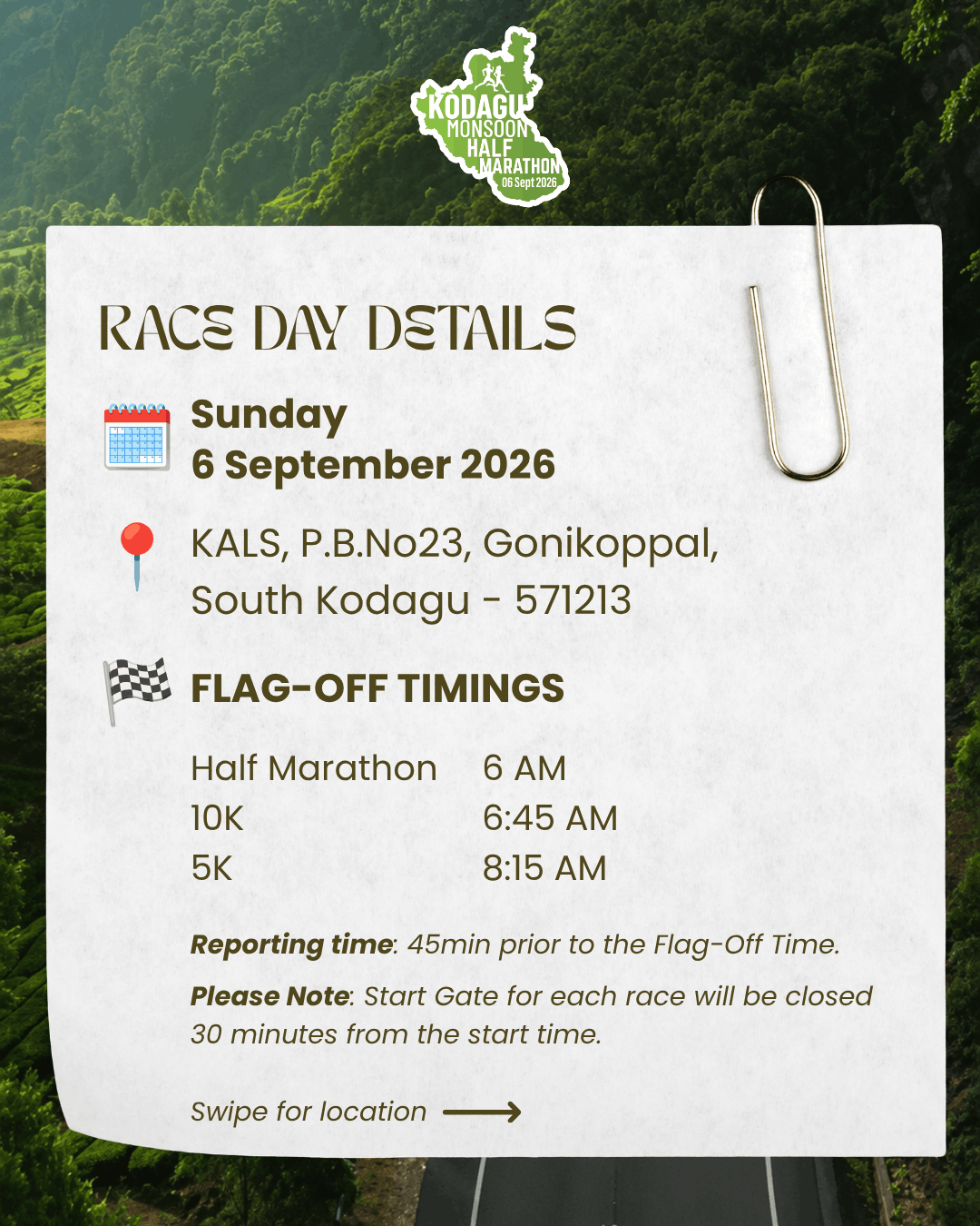 Race Day Details - Part 1